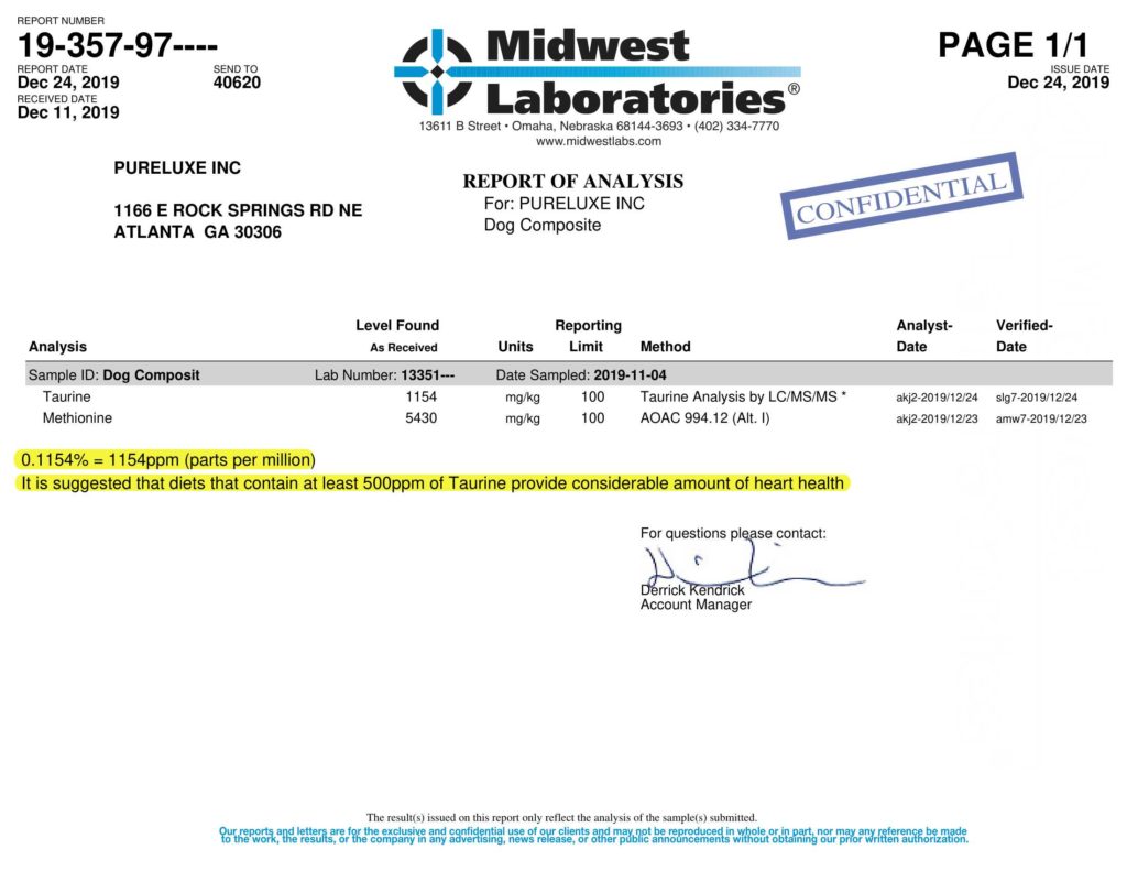 Taurine Dog Test PureLUXE Pet Food Natural, Healthy Food For Your Pets